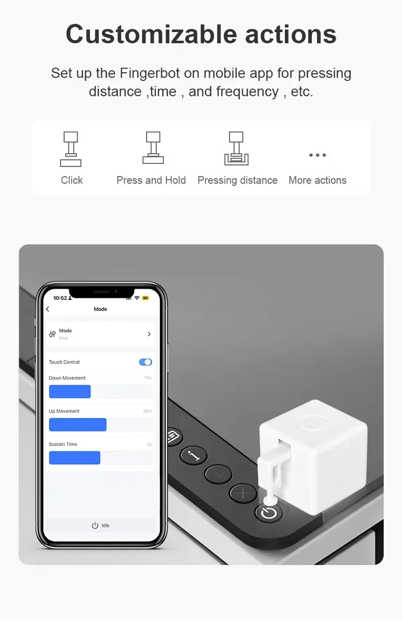 

Умный сенсорный кликер Tuya Plus Bluetooth Smart Touch Fingerbot: кнопка-пульт дистанционного управления, совместимая с Alexa и Google Home