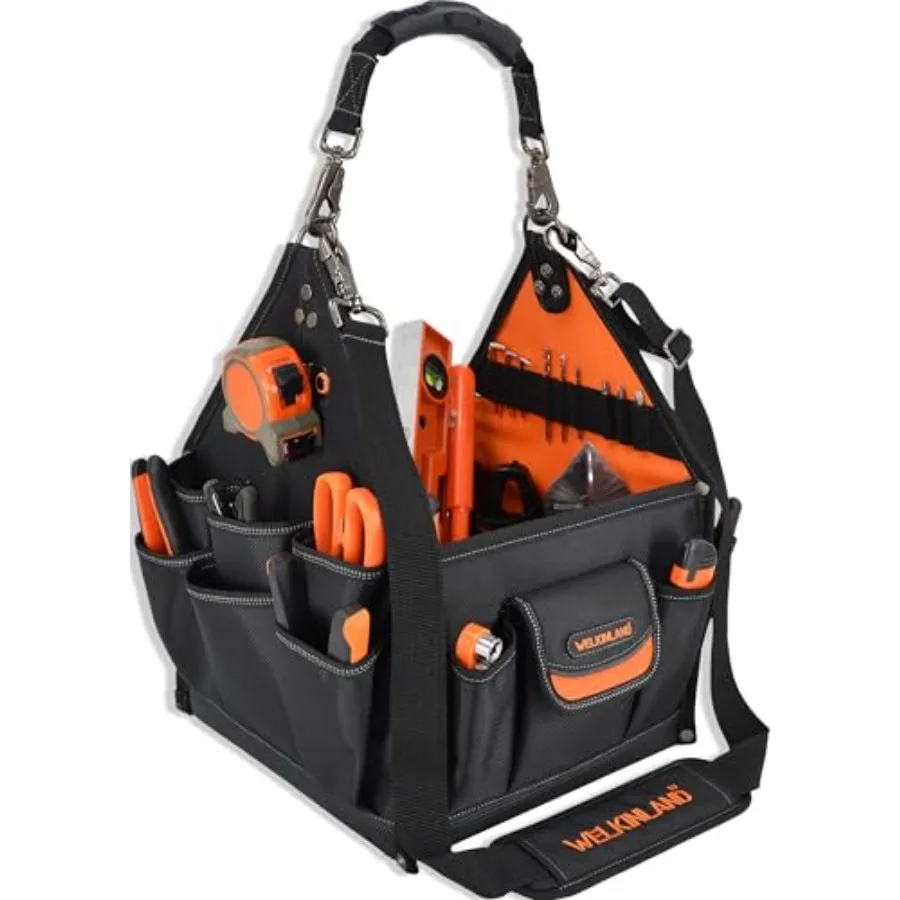 

40-Pockets Tool tote 25L Tote tool bag Tech tools bag Electrical tool bags Open top tools bags Tool tote with handle Maintenanc