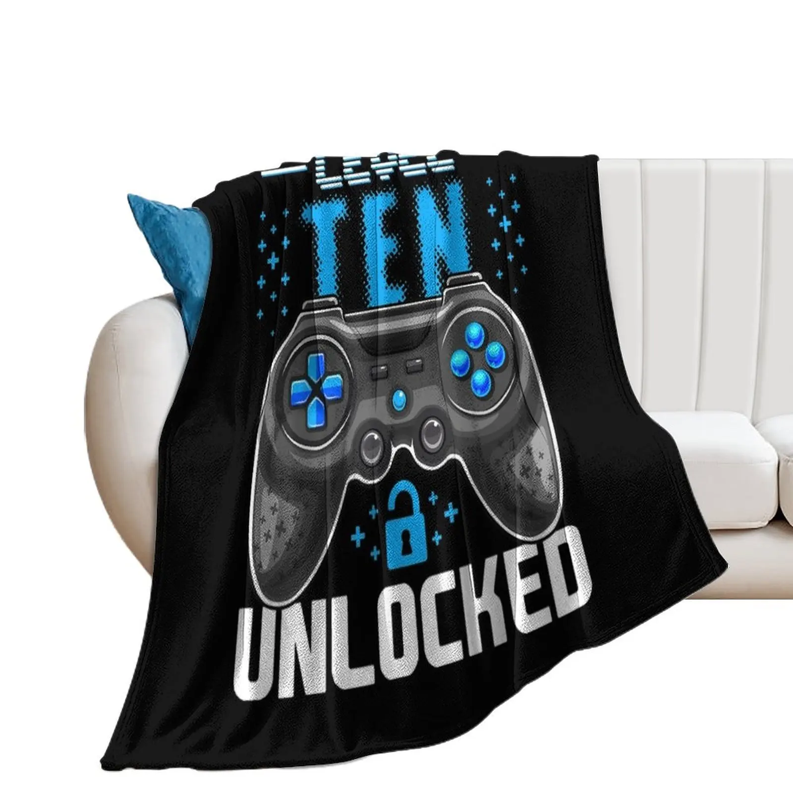 

Level 10 Unlocked Video Gamer Throw Blanket Flannels Cute Moving Blankets