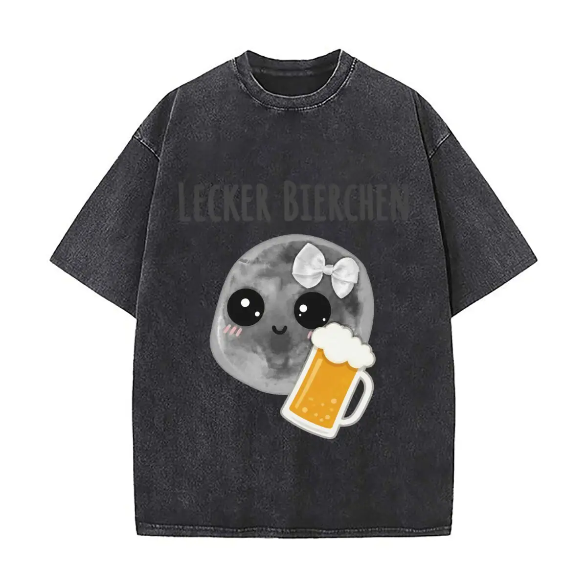 Lecker Bierchen Cute Sad Hamster Drinking Beer Funny Meme Design Distressed Faded Baggy Streetwear Tops for Park Hangouts