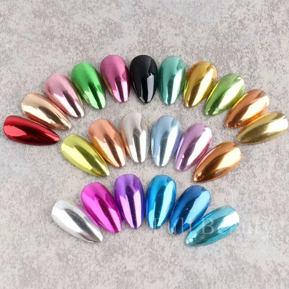 23 colores set de polvo de uñas cromo metálico Y2K espejo mágico oro plata decoración frotar pigmento glitter escamas accesorios de manicura 6