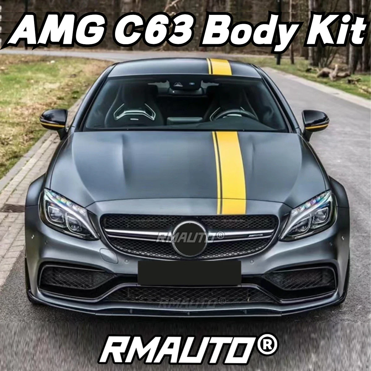 

C63 AMG передний бампер губа версия 1 стиль сплиттер спойлер диффузор кузов комплект для Mercedes Benz C63 AMG 2014-2023 автомобильные аксессуары