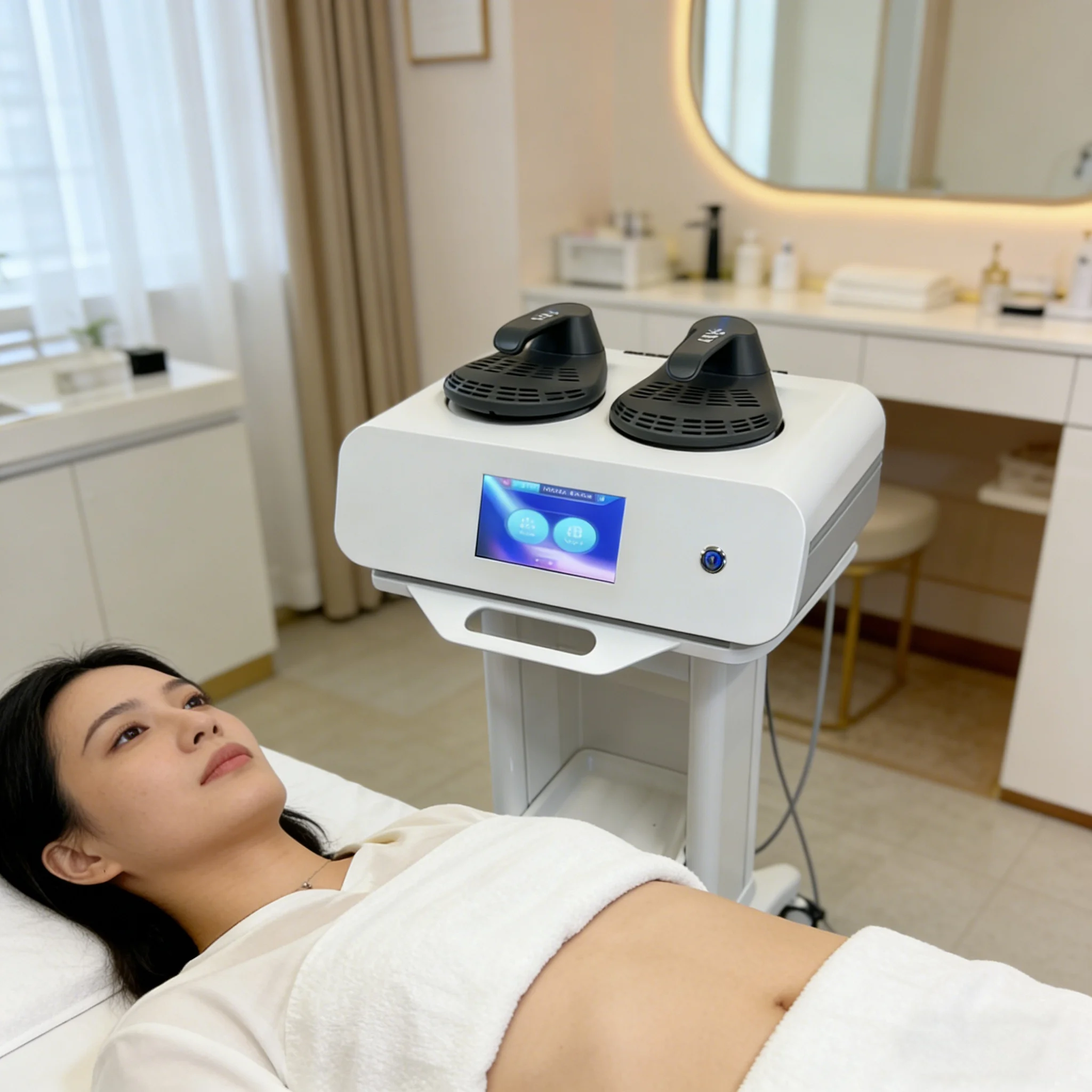 

Аппарат для коррекции фигуры MYOslim EMS Neo Body Sculpting HIEMT с 2/4/5 насадками и RF-технологией для похудения и наращивания мышечной массы