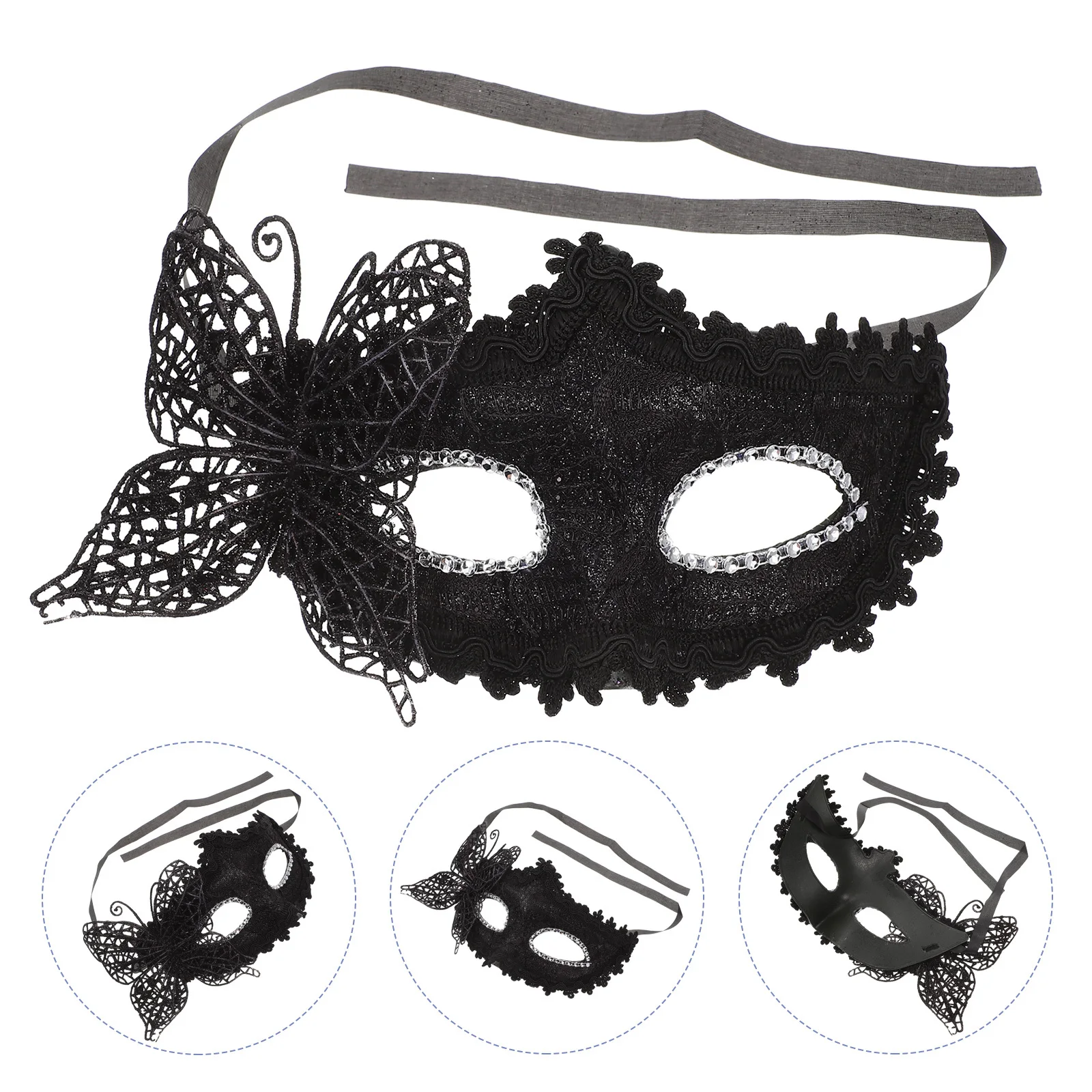 

Butterfly-Designed Half Face Mask for Women Masquerade Ball Party Costume Lace and Plastic Mask Cosplay Accessory Dress Up Event