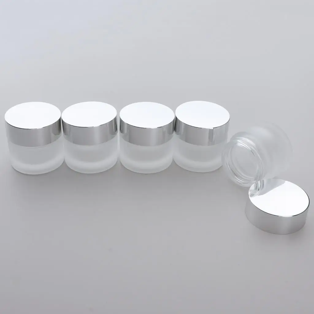 

5pcs Glass Cosmetic Empty Jar Pot Cream Lip Balm Bottle Box Container Case
