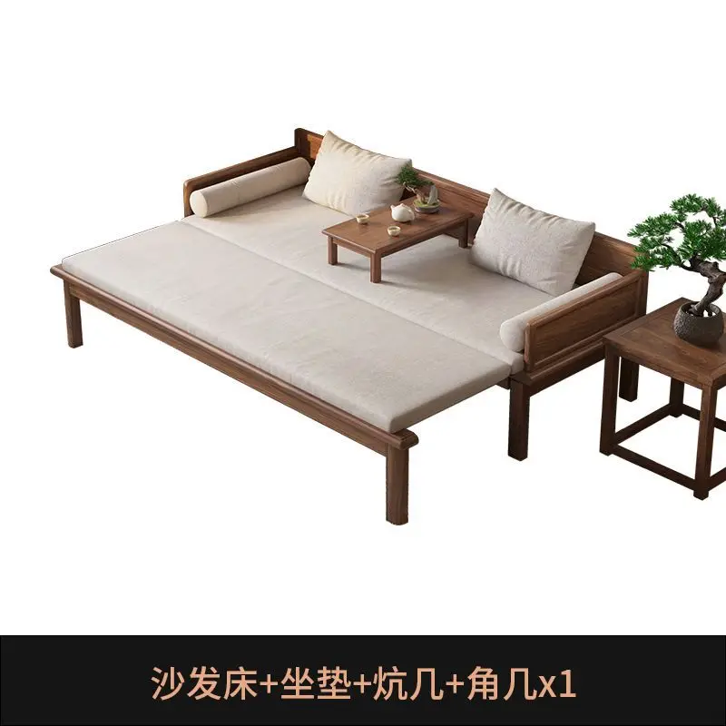Solid wood Arhat bed pull-out sofa bed small apartment simple sofa living room furniture