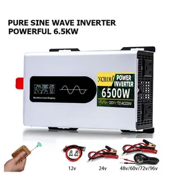 6.5KW 6500W 5.5KW Inverter Pure Sine Wave 12V/24V/36V/48V/60V/72V DC to AC Solar Converter Car Solar RV Vehicle Inverter 50/60hz