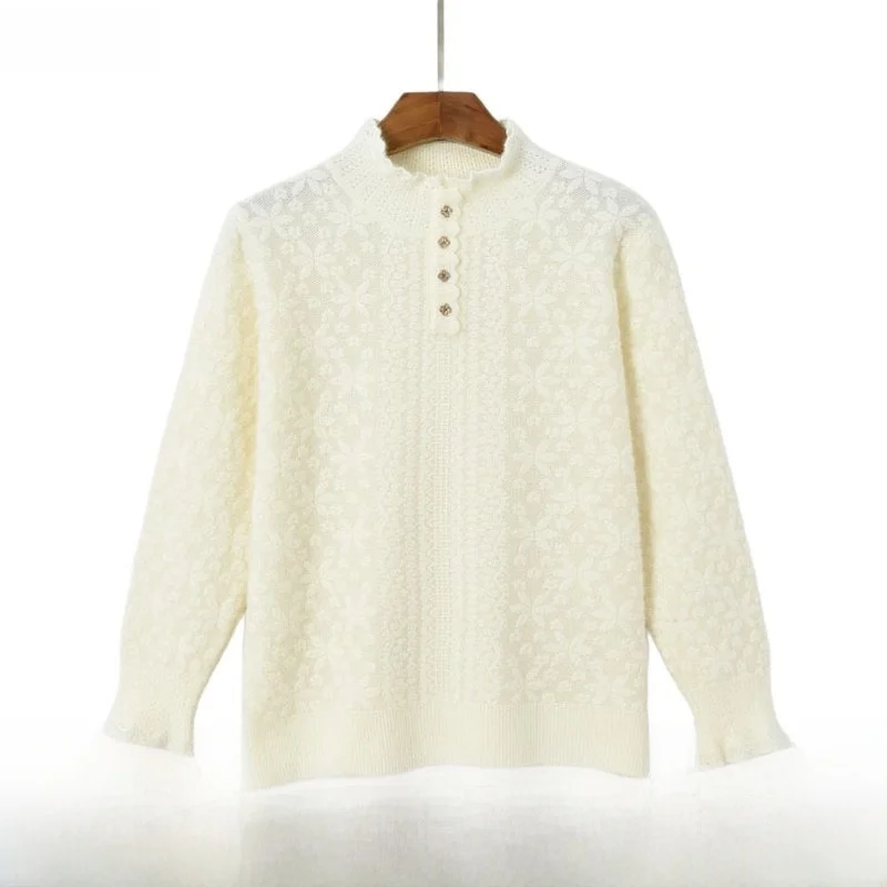 

Ele Knitted Faux Fur Sweatirt High Collar Brued New Arrival Winter 2025 Women's Faion Commute Sle Warm Long Sve