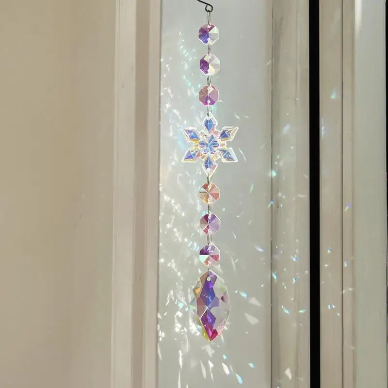 Christmas Crystal Snowflake Decoration Acrylic 6Pieces Christmas Ornaments Crystal Ornament Glitter Clear Ricicle Drop Rainbow