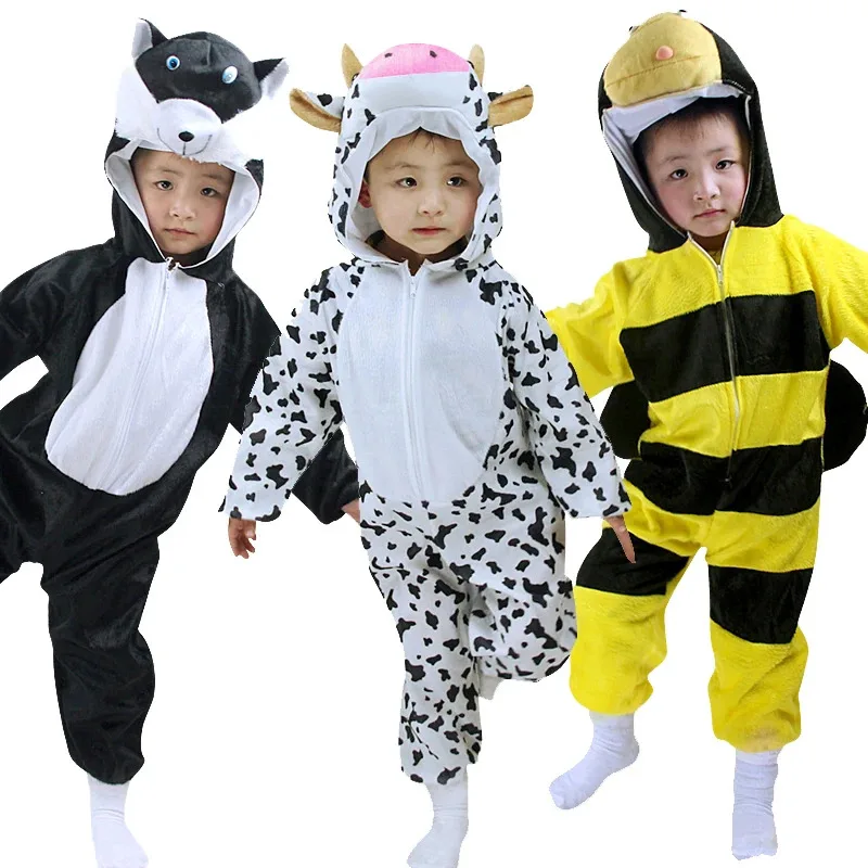 

Children Kids Animal Costume Cosplay Rabbit Cow Halloween Animals Costumes Jumpsuit for Boy Girl