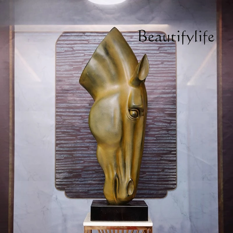 

Chinese modern creative horse head living room entrance large ornament resin handicrafts home accessories