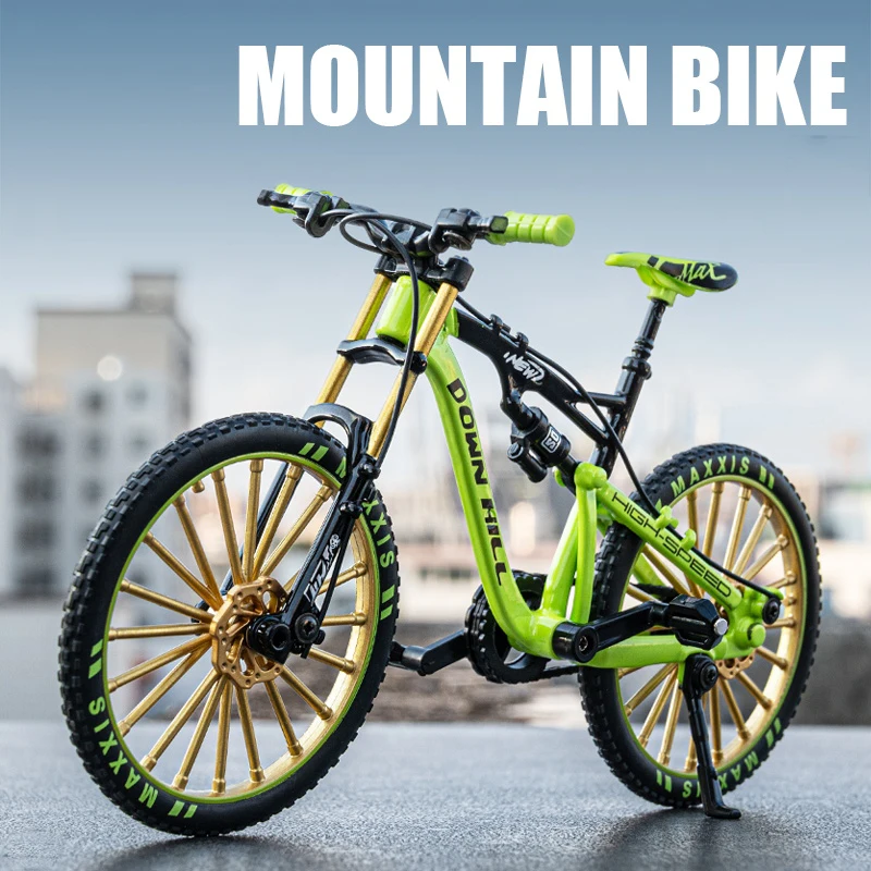 Mini 1:8 Skala Alloy Model Bike Off Road Racing Mountain Bicycle Diecast Metal Simulation Adult Collection Kid Toy Gift Ornament