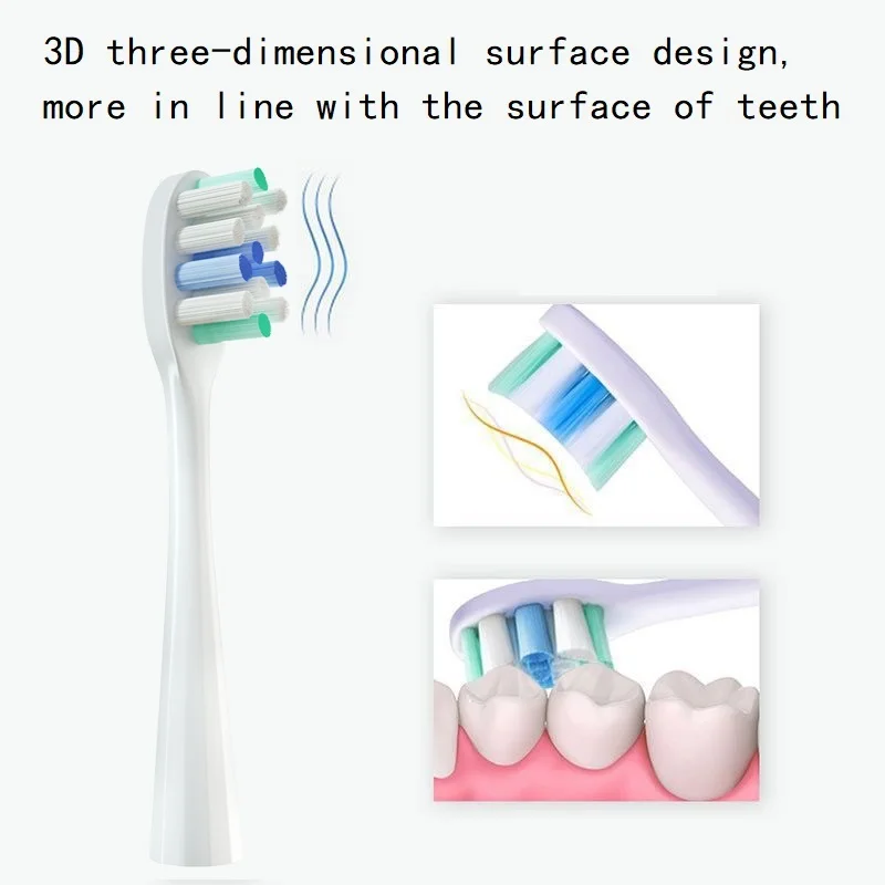 Usmile 전동 칫솔 헤드 교체 브러시 헤드, 딥 클린 타입, 부드러운 강모 타입, 구강 관리용, 4 개/팩
