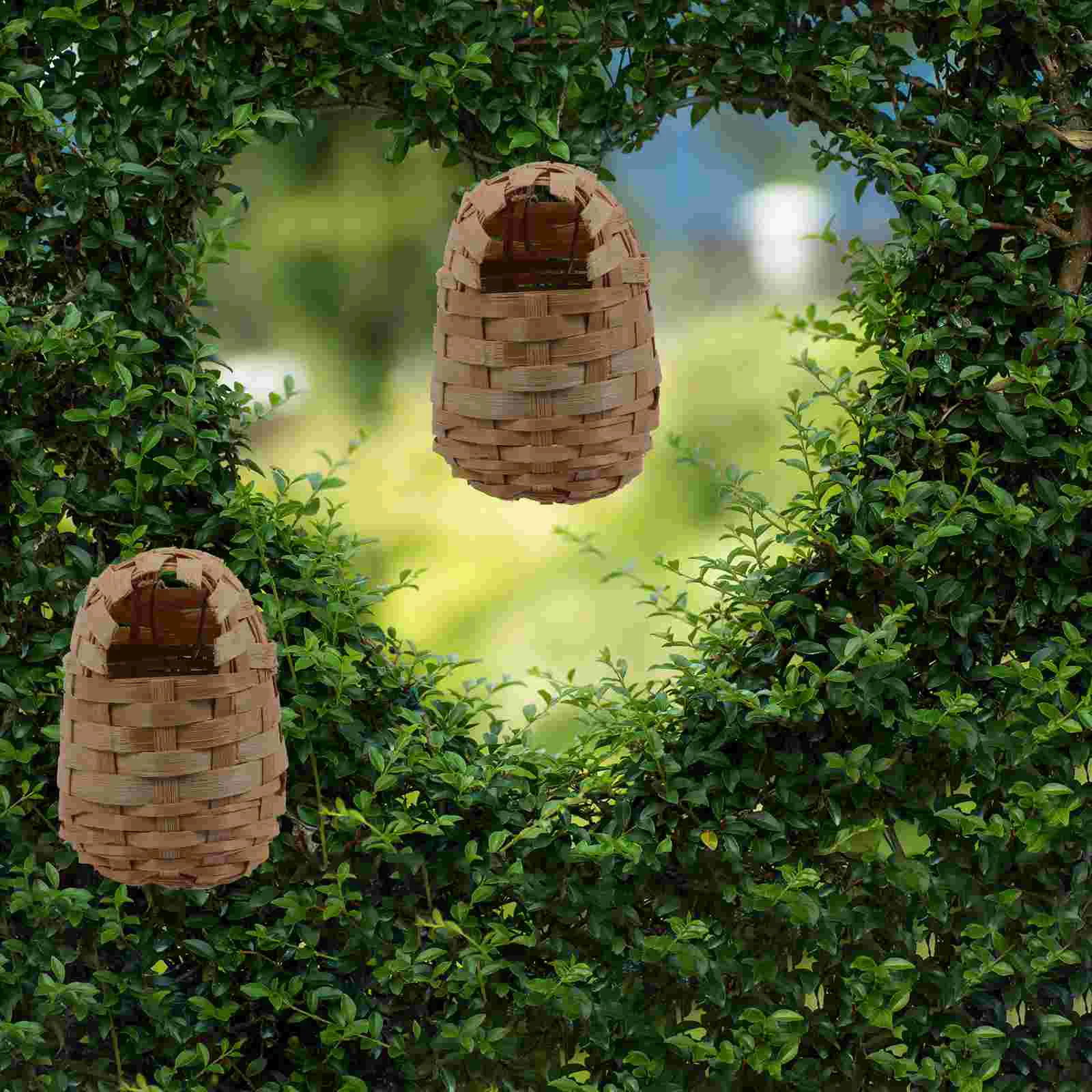 6 Pcs Birdhouses for Outdoors Handmade Bamboo Nest Decor Hand-woven Decorate Nesting Boxes Birds Handwork Shelter