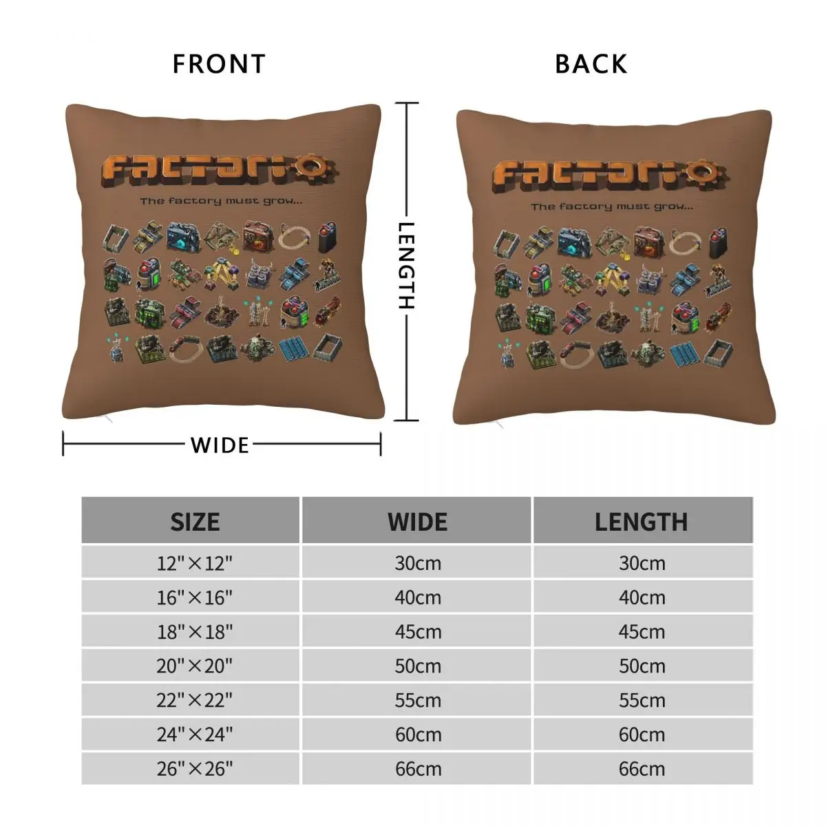 Factorio The Factory Must Grow Pillowcase Polyester Linen Velvet Creative Zip Decorative Throw Pillow Case Bed Cushion Case