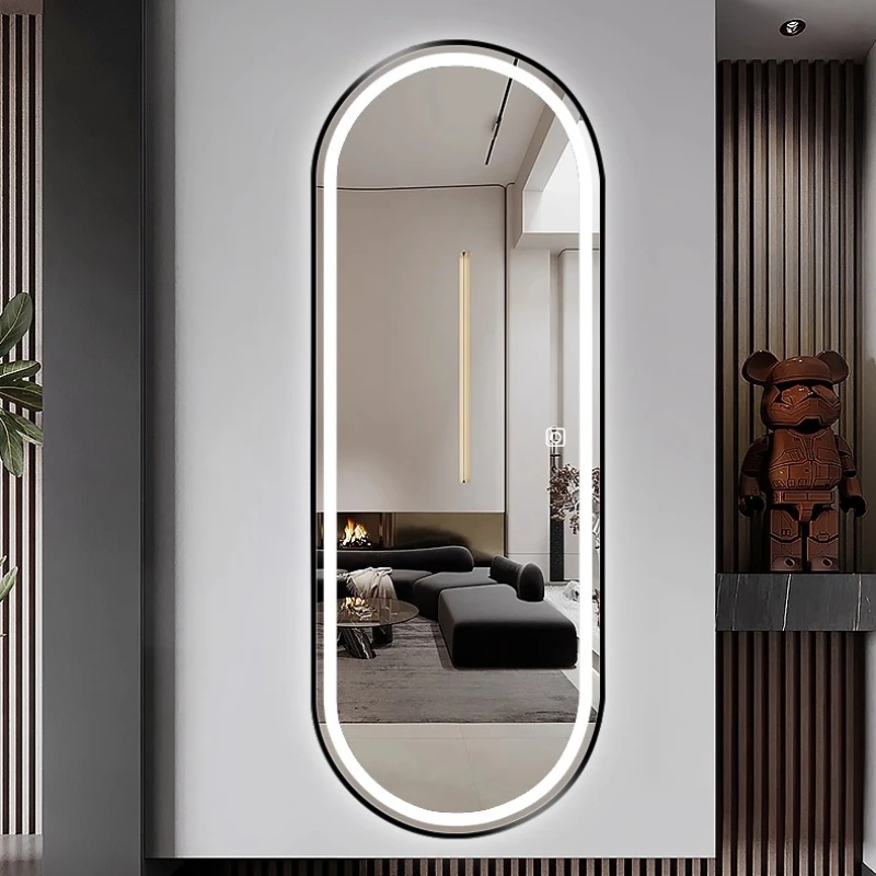 مرايا حائط بمصباح LED حديث وبسيط، مرآة مكياج خفيفة، مرايا أرضية كبيرة لكامل الجسم، مرآة حمام لتزيين الغرفة #4