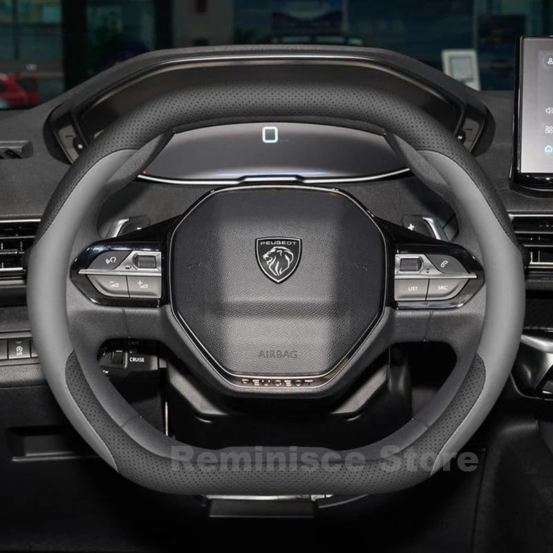 

Leather Car Steering Wheel Cover for Peugeot 2008 GT Line e-2008 2025-2019 Auto Steering Wheel Cover Peugeot e 2008 Accessories