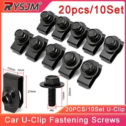 20PCS Car Fender Bumper Buckle U-shaped Clips M6 U-nut Fastener Clips Bolts Screw Rivet Screws Clips Set Car Accessories
