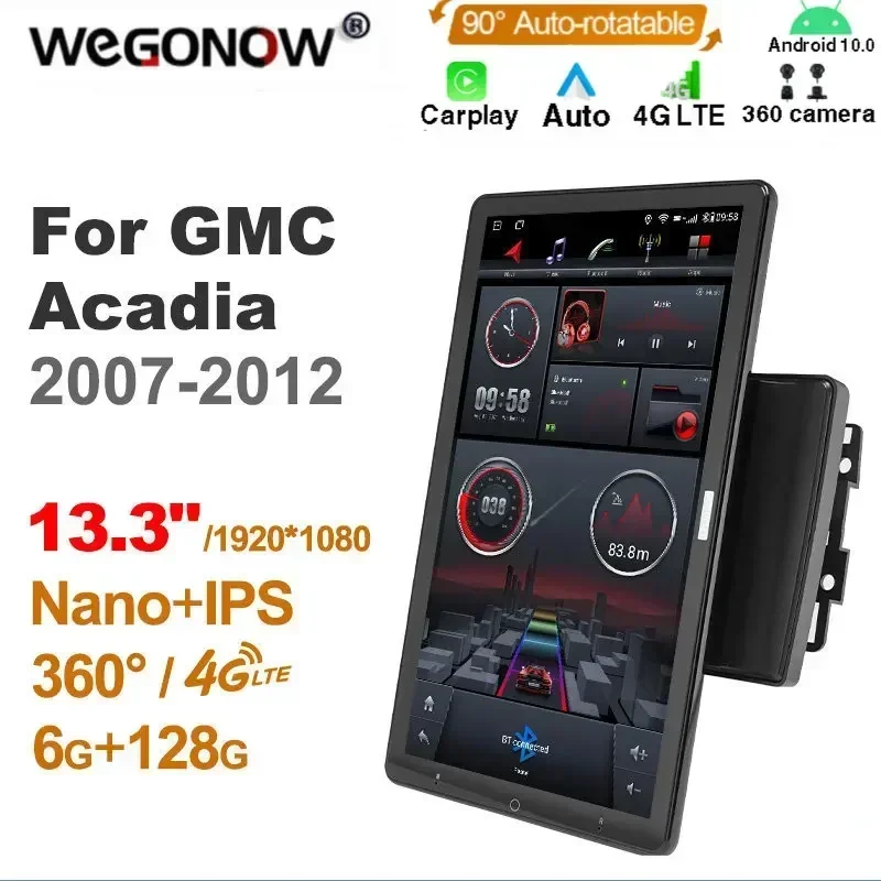 

1920*1080 Ownice Android10.0 для Chevrolet GMC Acadia 2007-2012 Автомобильный радиоприемник Видео Аудио 13,3 дюйма Вращающийся на 360 6G 128G Tesla Style