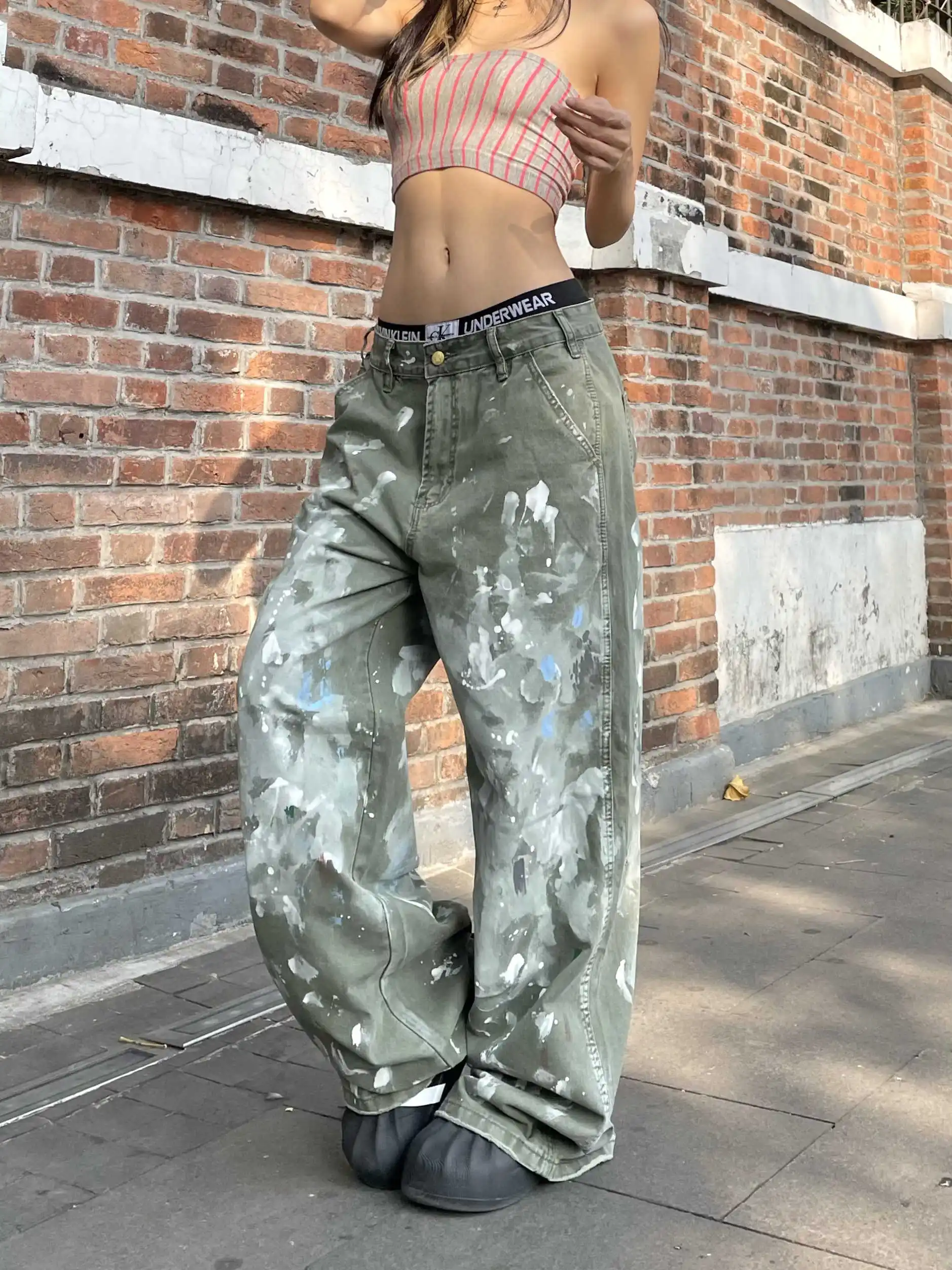 

Women Grey Y2k Boyfriend Jeans Japanese 2000s Style Bent Knife Jean Pants Vintage Harajuku Hip Hop Baggy Denim Trousers Clothes