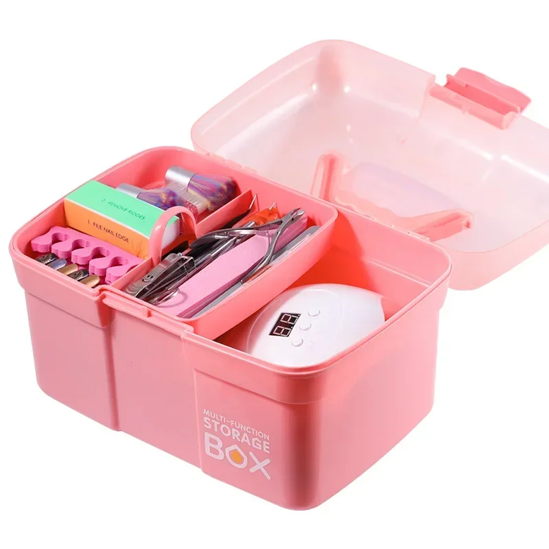 Organizador de maquillaje para joyería, bolígrafos de contenedor de esmalte de uñas, estuche de herramientas de manicura, caja de almacenamiento de escritorio de mano, tijeras de plástico