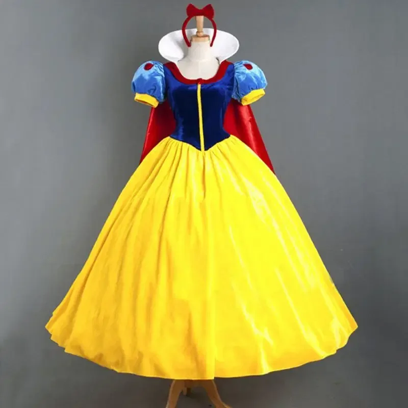 Adult Snow White dress stage performance cosplay costume, including cloak and skirt to support Halloween costume