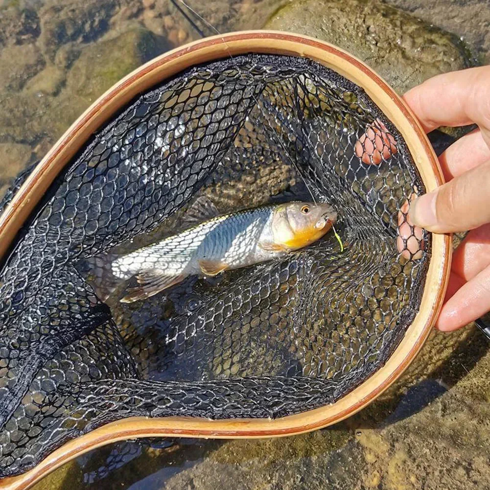 

Brand New High Quality Fly Fishing Net Landing Catch Wood+plastic Wooden Frame Fishing Net 35*17*25cm For Fly Fishing
