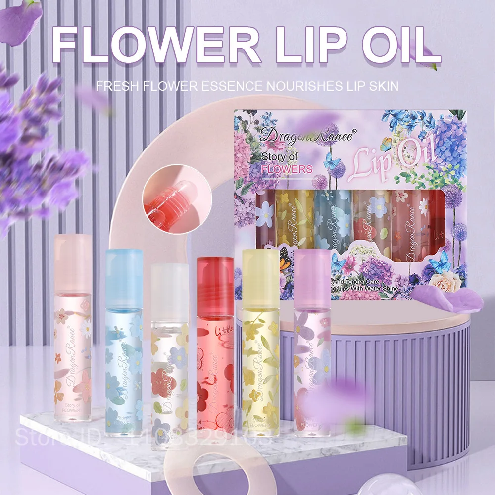 Baume à lèvres à bille aux fruits frais, 6 pièces, huile transparente et hydratante, brillant à lèvres hydratant longue durée, maquillage pour femme, cosmétiques