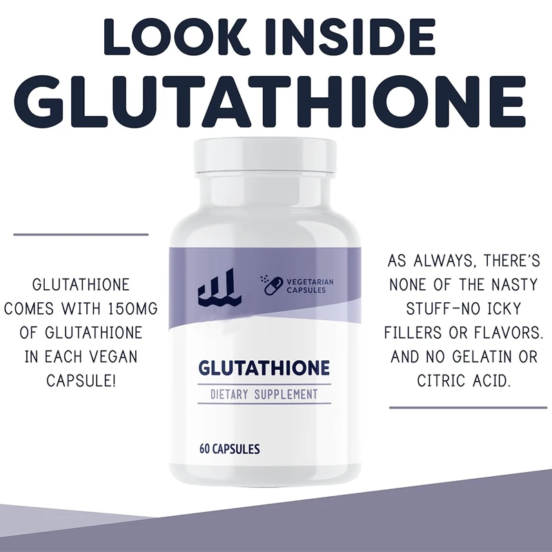 Glutathione capsules - natural immune support, antioxidants and detoxification supplements - gluten free, soy free, vegetarian