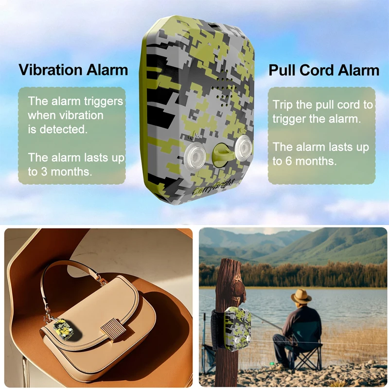 Outdoor Waterproof Cable Alarm Vibration Alarm Camping Security Alert Device Fishing Security Alarm Key Chain Orchard Anti-theft