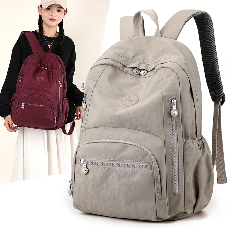 Outdoor nylon waterproof backpack Men's computerbag Women's backpack College students multi-pocket schoolbag can be set pull rod