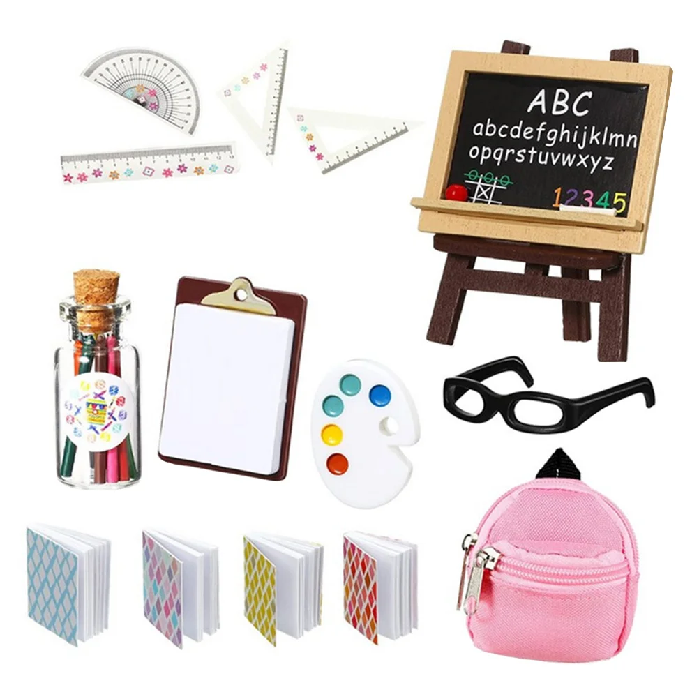 Simulation Learning Toys School Bags Lovely Miniature Book Accessories Simulated Pencils Cloth