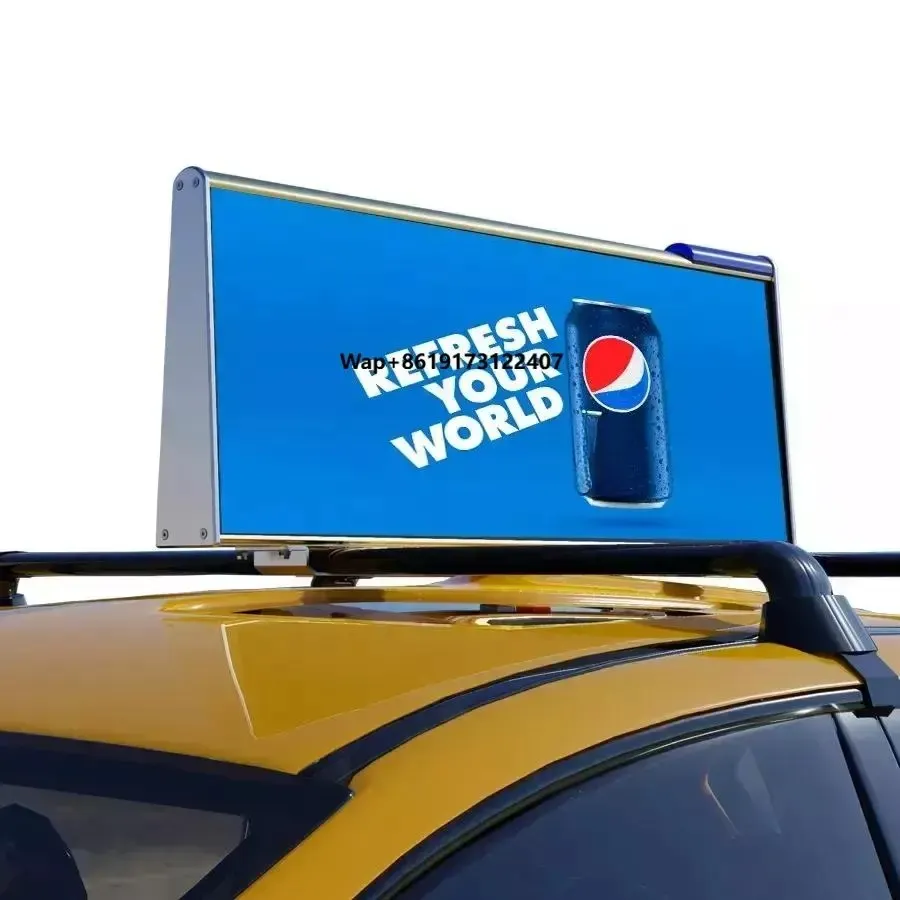 

3G 4G WiFi Car Advertising Digital Sign Customized Size HD Double Side Taxi Roof Top Led Display