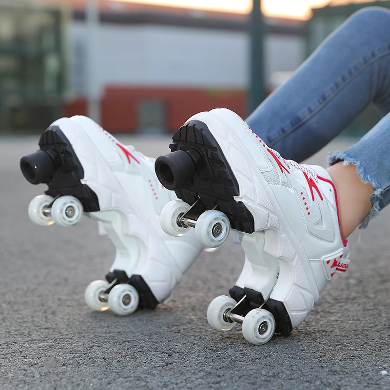 Youth New Roller Shoes Retractable Adults With 4 Wheels Parkour Deformation Girls Boys Urban Semi ProfessionalStreet Skate Shoes