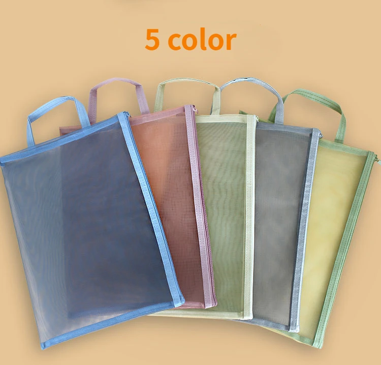 1Pc A4 Transparant Nylon Mesh Rits Document Tas Papier Bestand Map Boek Potlood Pen Tas Office Student Levering