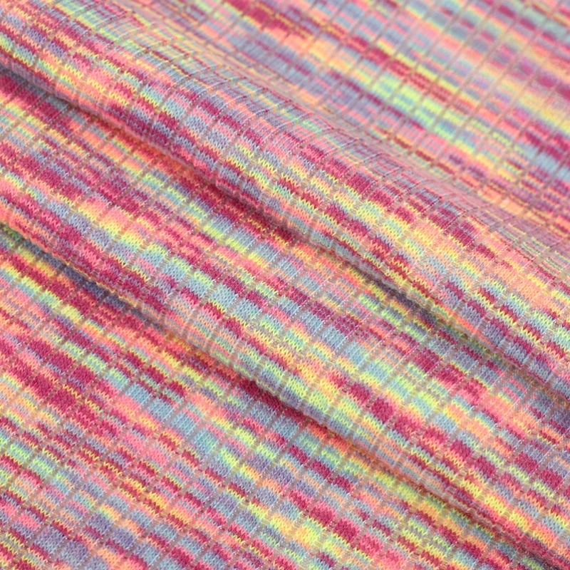 100x165cm Forged Yarn Pit Rib Fabric Yarn-dyed Dopamine Girly Fashion for Short Sleeves  Shirt Diy Handmade Accessories Crafts