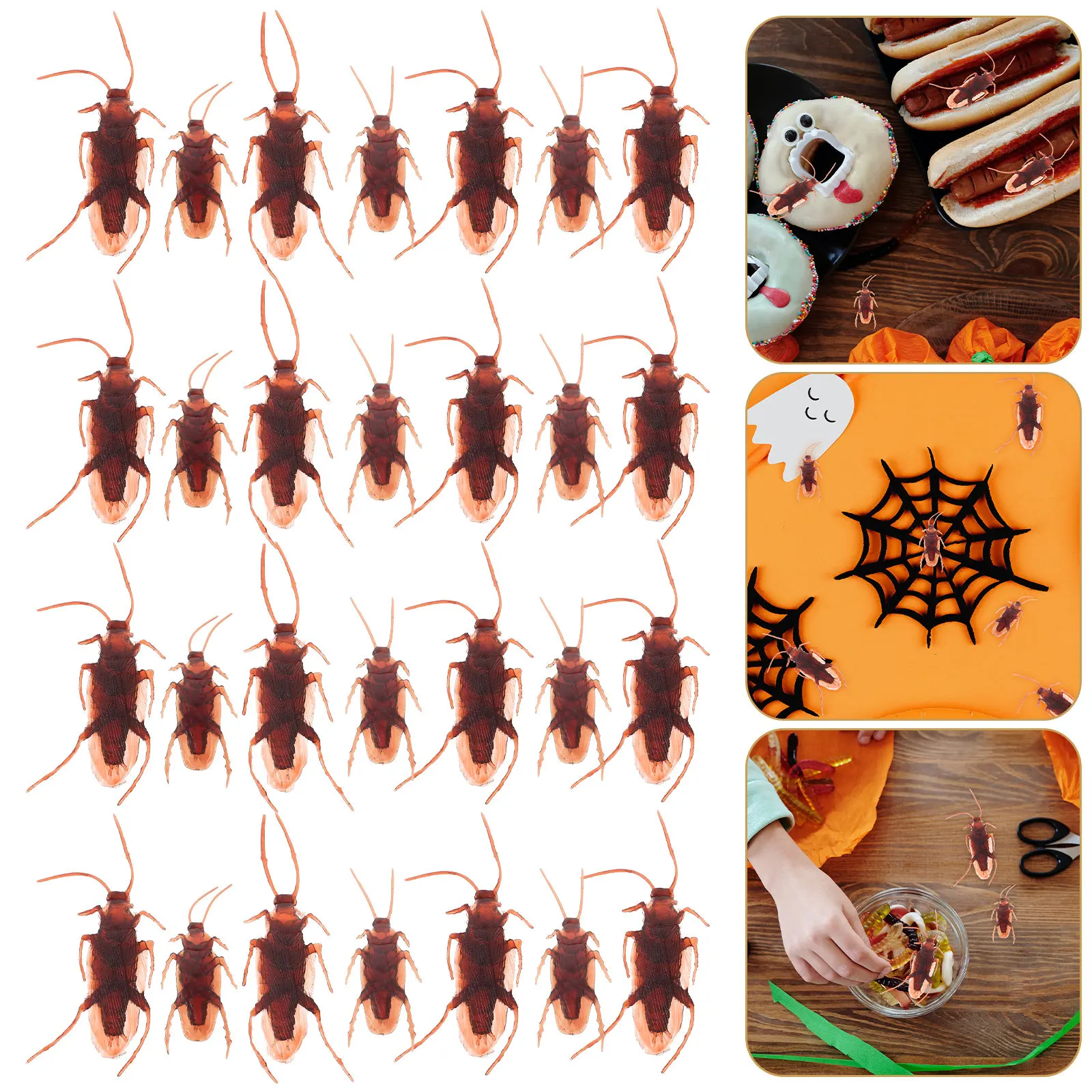 

100Pcs Realistic Fake Cockroaches Simulation Halloween Prank Party Props Horror Trick Decorations Fake Simulation Toys