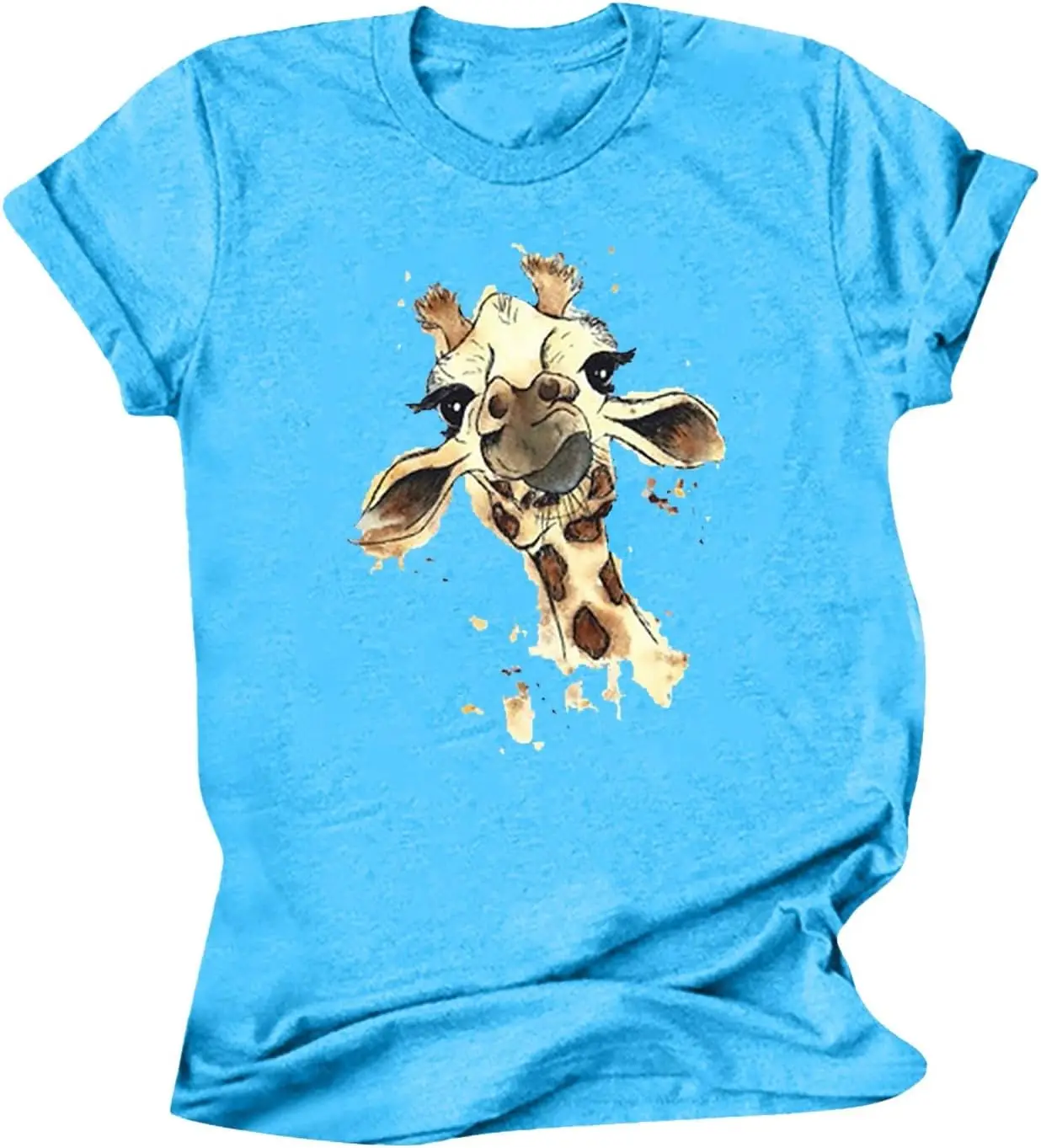 

Cute Giraffe Graphic Tops for Women Casual Crewneck Short Sleeve Blouse T Shirt Lovely Summer Tees for Ladies Juniors