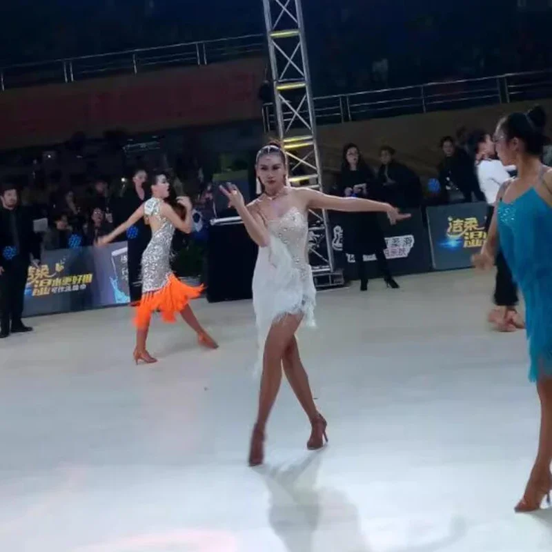 Costume de danse latine filles paillettes glands robes de concours de danse latine robes de danse de salon robe de salon latine