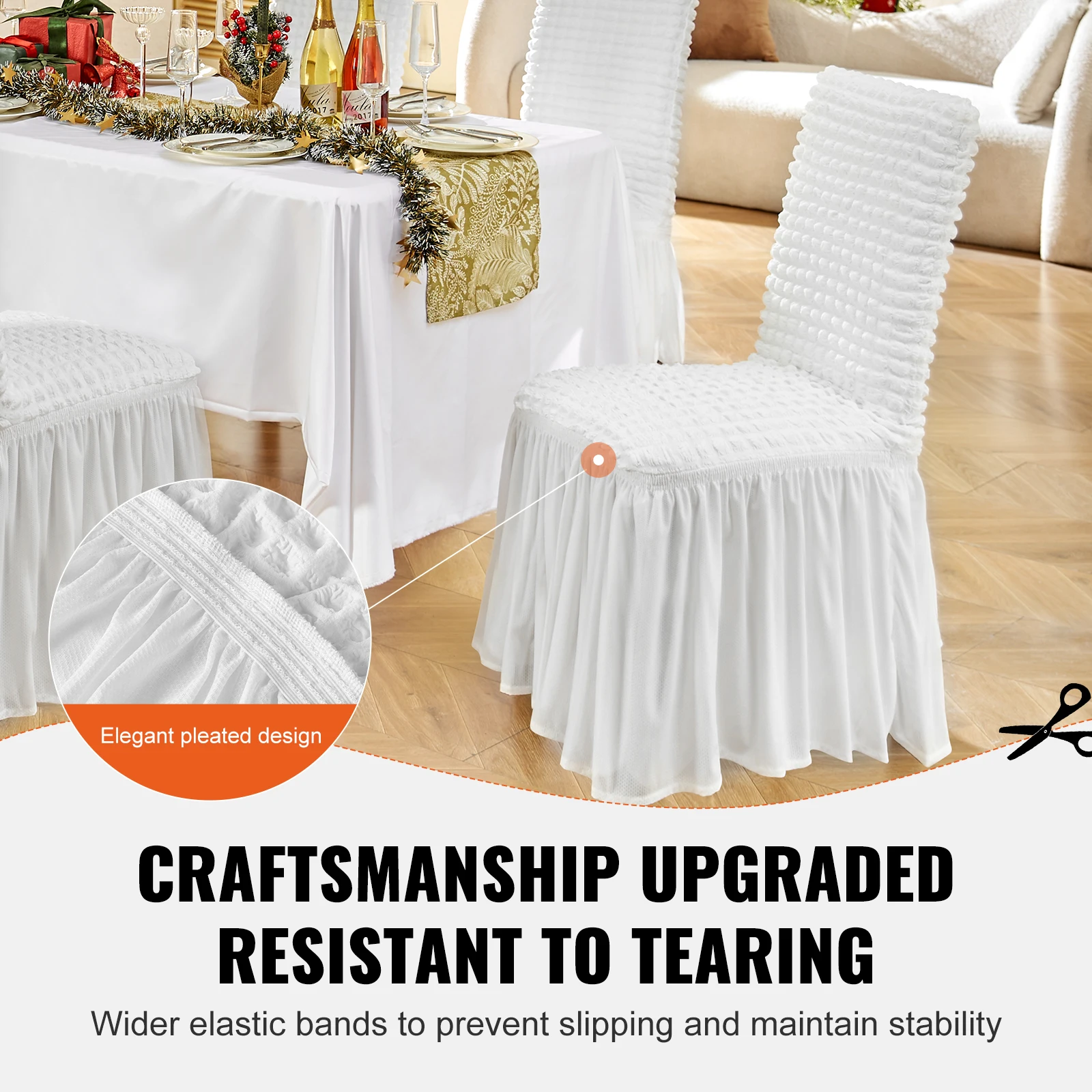 VEVOR 4pcs Folding Chair Covers with Skirt Stretch Chair Slipcover Spandex Chair Protector Elastic Wedding Chair Decoration