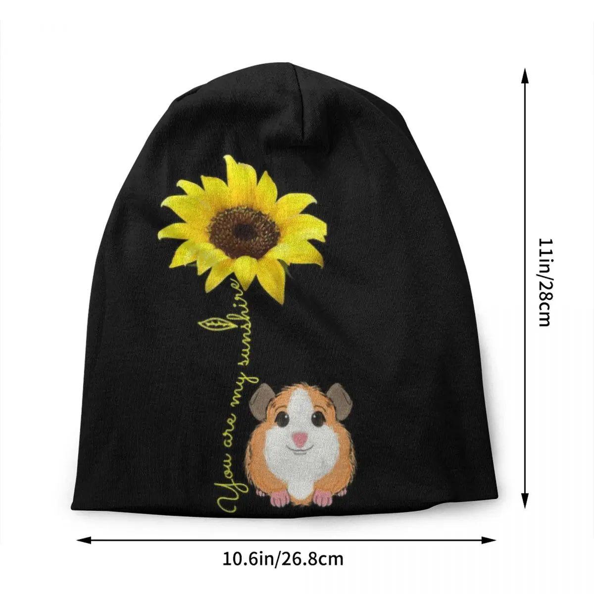 You Are My Sunshine Sunflower Guinea Pig Skullies Beanies Caps Unisex Winter Warm Knitted Hat Animal Bonnet Hats Outdoor Ski Cap