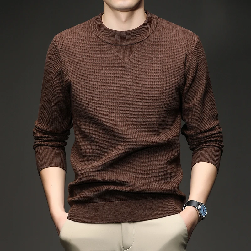 เสื้อยืดแฟชั่นสไตล์ไลท์ลักซ์ชัวรี่สำหรับฤดูใบไม้ผลิและฤดูใบไม้ร่วง เสื้อสเวตเตอร์ผู้ชายลำลองคอกลมสำหรับฤดูใบไม้ร่วงและฤดูหนาว เสื้อสเวตเตอร์ผ้าขนสัตว์บางสำหรับผู้ชาย