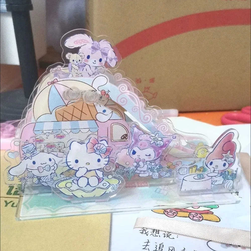 

New Hello Kitty Acrylic Stand Figure Anime Peripheral Cute Cartoon Slide Modeling Desktop Decoration Fashion Delicate Decoration