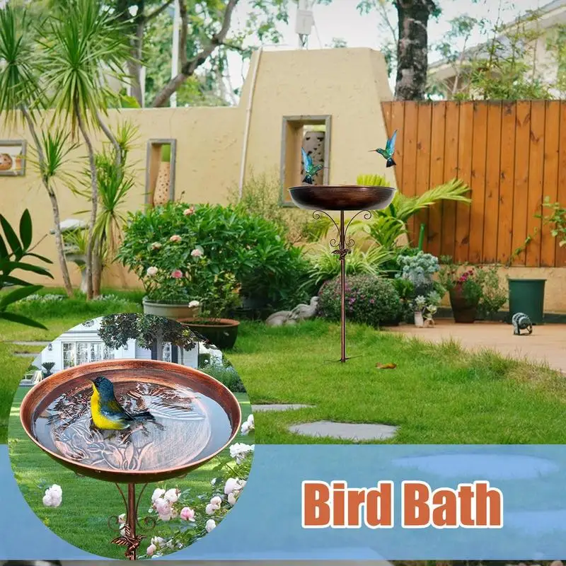 

Bird Baths For Outdoors Yard Birdfeeder Standing Metal Bird Feeder Bowl Decorations For Yard Patio Deck Backyard Balcony Outdoor