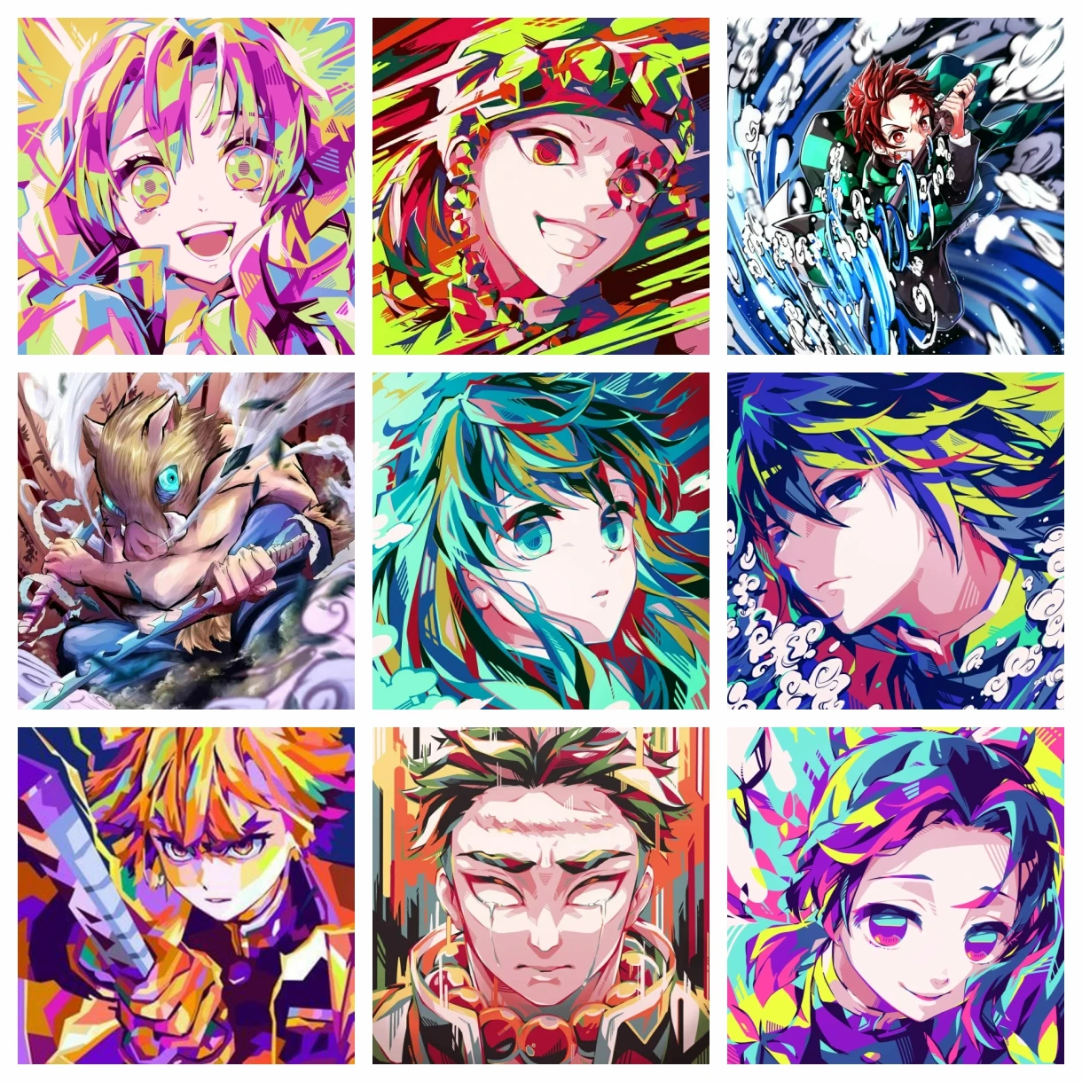 5D Diamond Painting Classic Japanese Cartoon Anime Demon Slayer Embroidery Cross Stitch Kits Art Mosaic Drill Home Decor Gifts