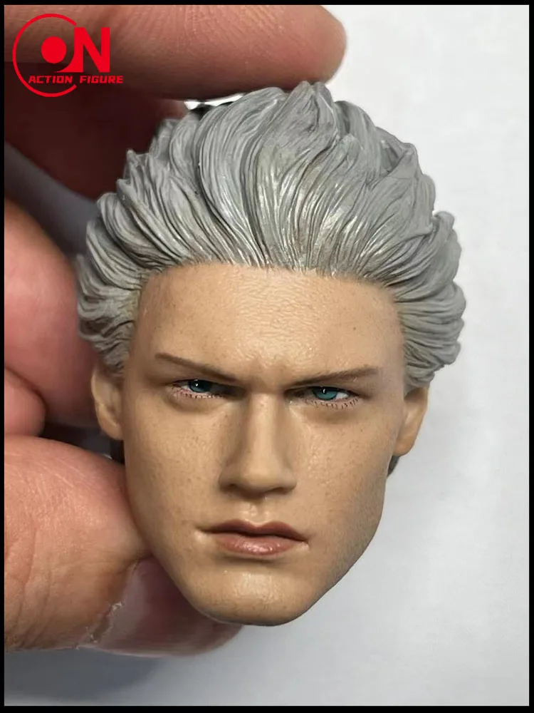 1/6 ذكر الفضة الشعر رئيس نحت نحت نموذج صالح 12 ''ذكر الجندي عمل الشكل الجسم الدمى