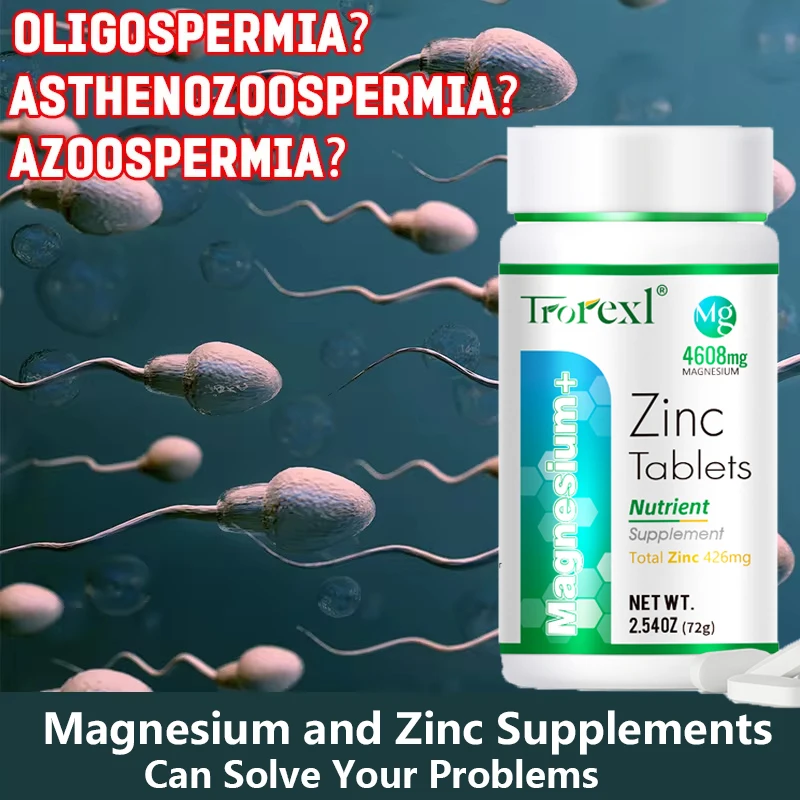 Organic Magnesium and Zinc - 60 Tablets 100% Pure Non-GMo Supports Reproductive Health Natural Energizer