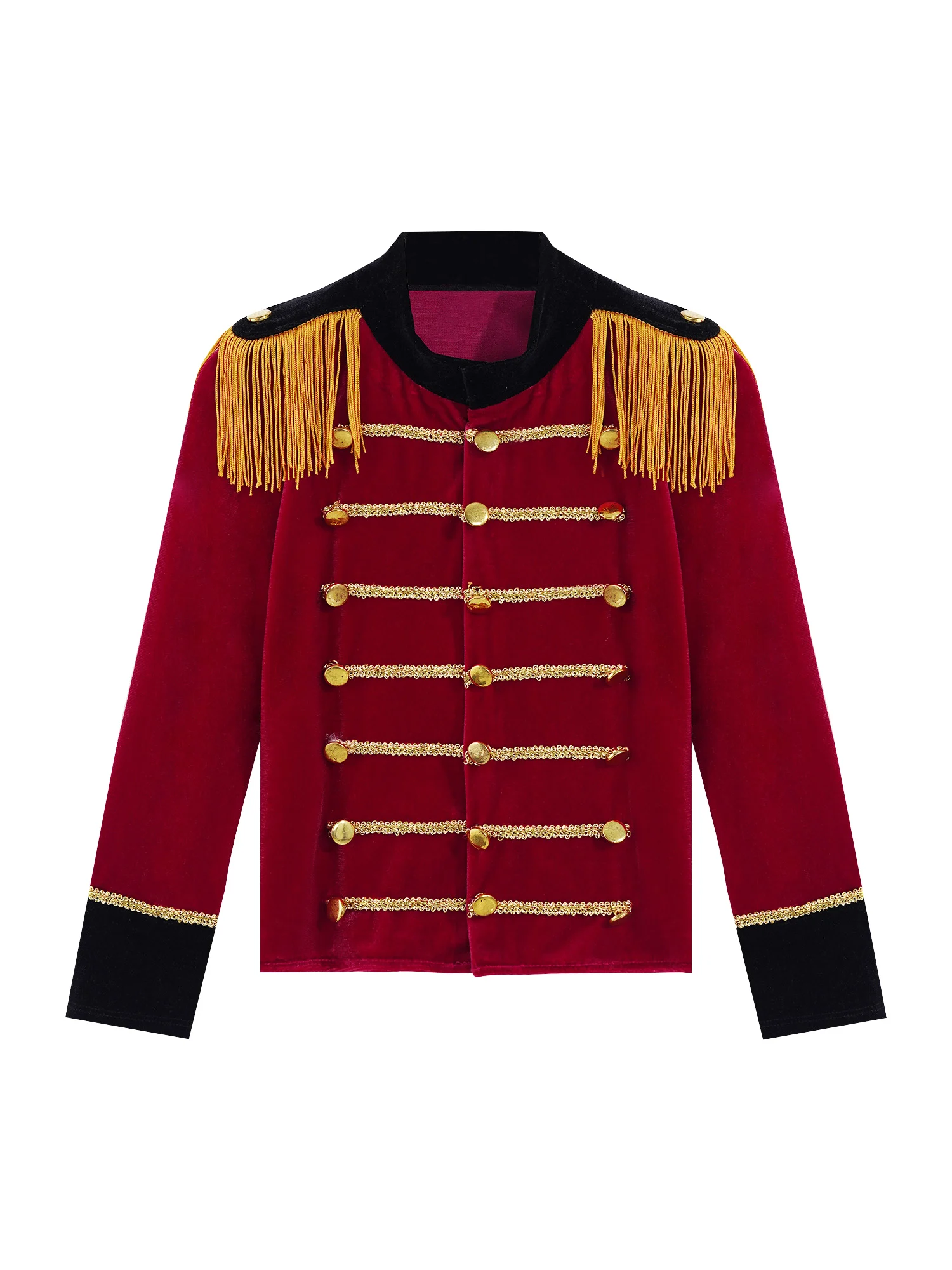 Kids Boy Girls Jacket with Hat Soldier Drum Trumpet Team Costume Teen Long Sleeve Showman Tassel Jacket Halloween Circus Cosplay