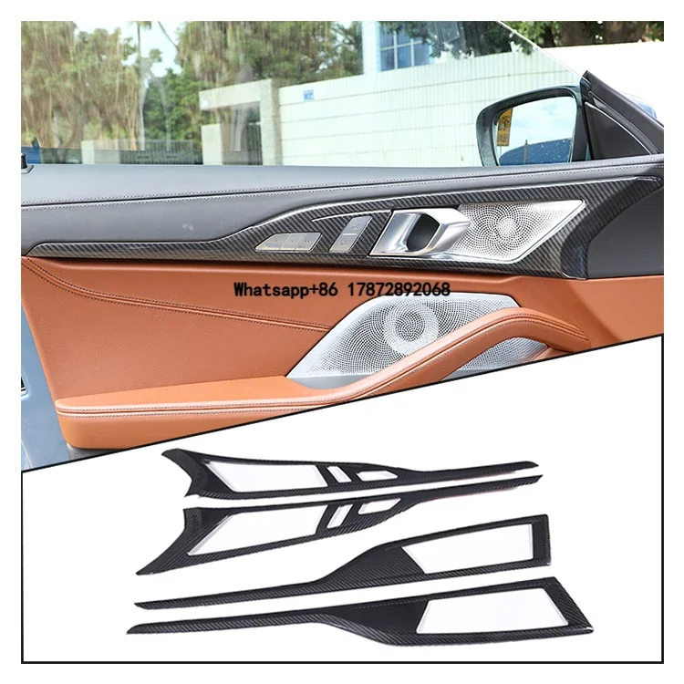 

For 8 Series G14 G15 G16 2018-2023 Real Carbon Fiber Car Door Handle Button Panel Decoration Frame Cover Rear Interior