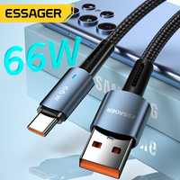 Essager 6A USB Cable Type C for Samsung Xiaomi Huawei 66W LED Fast Charging Charger USB C Data Cord Type C Cable for Realme POCO